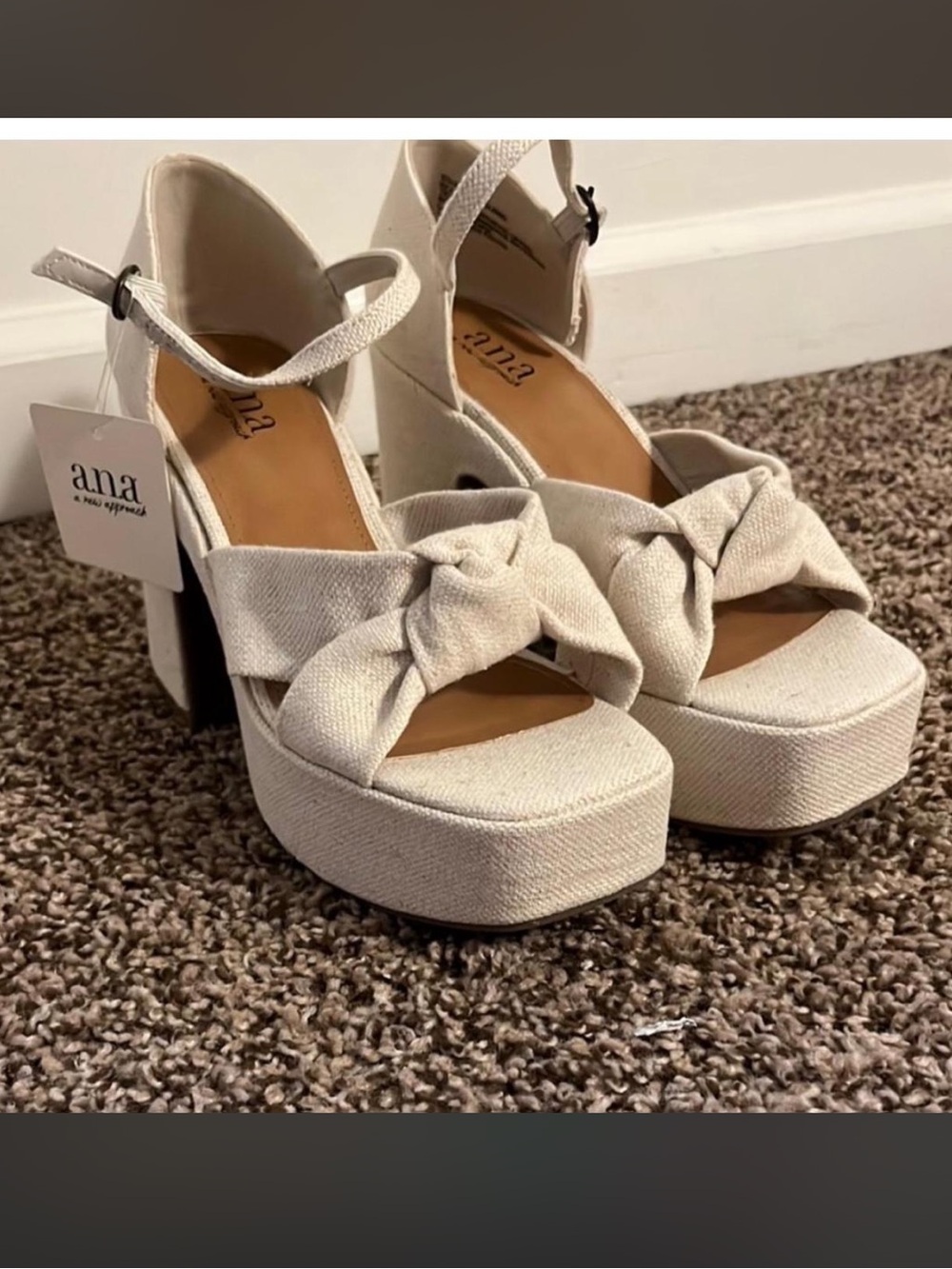 a.n.a Natural/Tan Women's Sandal with Crisscross Strap